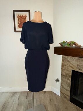 Navy Blouse & Pencil Skirt Set